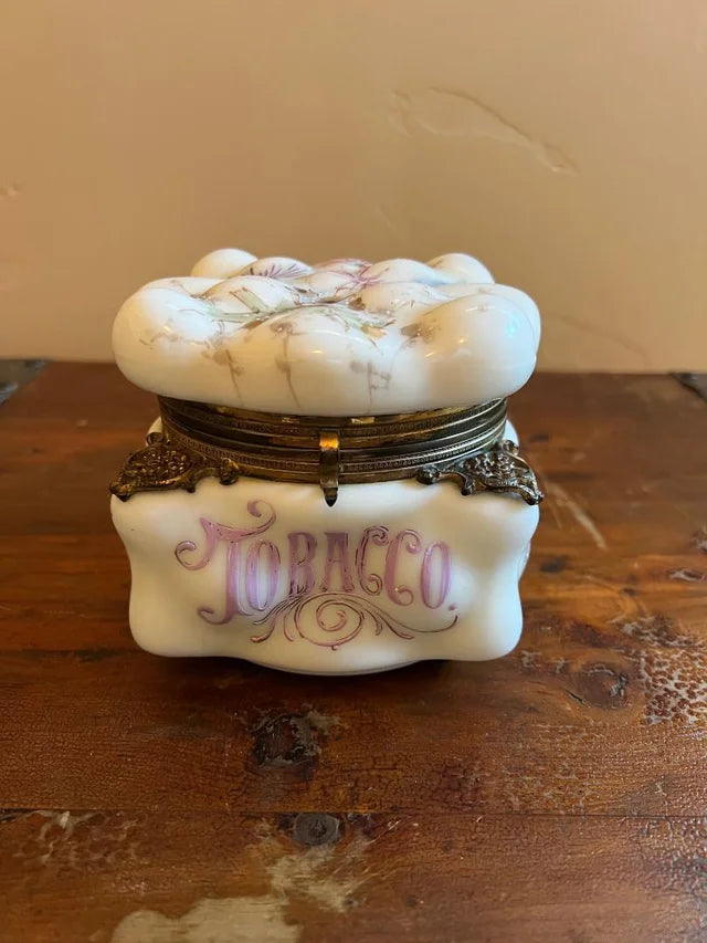 Antique Victorian C.F. Monroe Wavecrest Tobacco Humidor Large Glass Jar Box