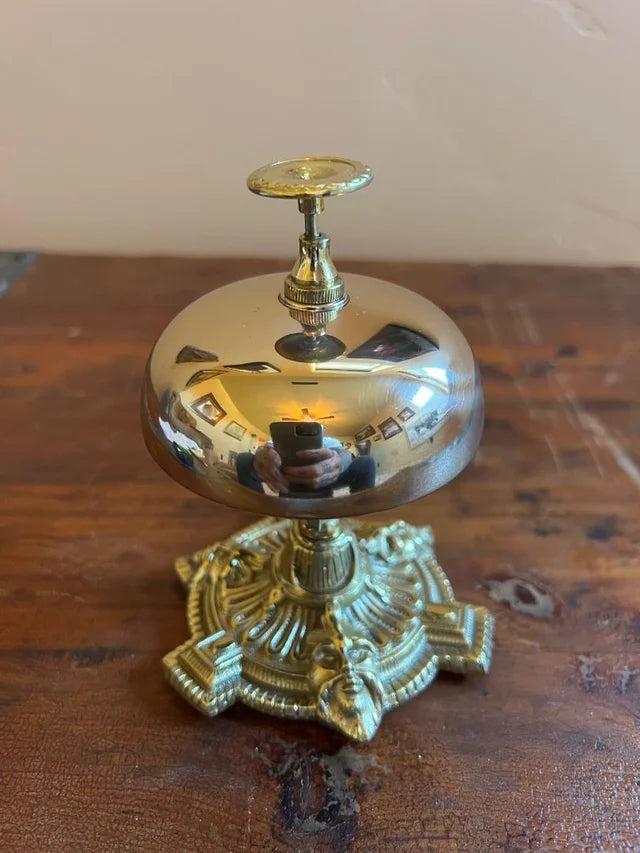 Vintage Brass Hotel Front Desk Bell 1880's