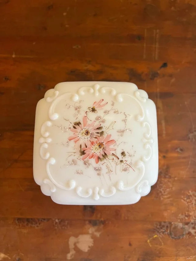 Antique Victorian C.F. Monroe Wavecrest Cigars Humidor Large Glass Jar Box