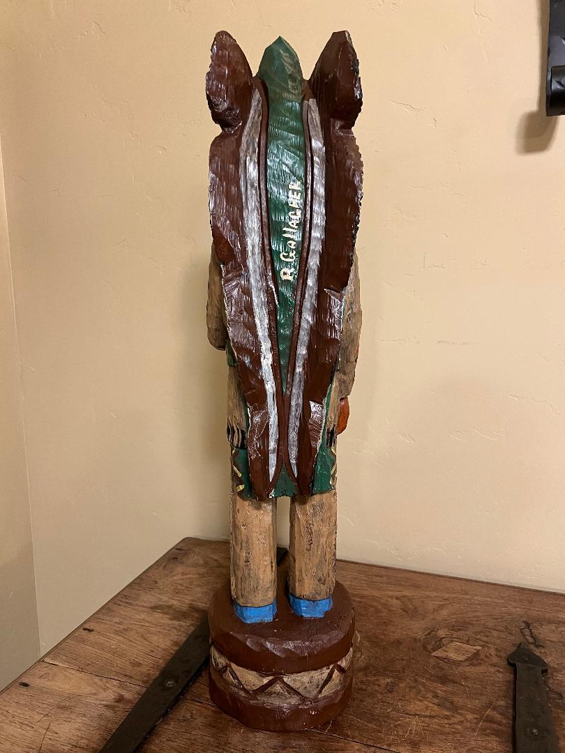Vintage Ralph Gallagher 30" Cigar Store Indian carved wooden Statue