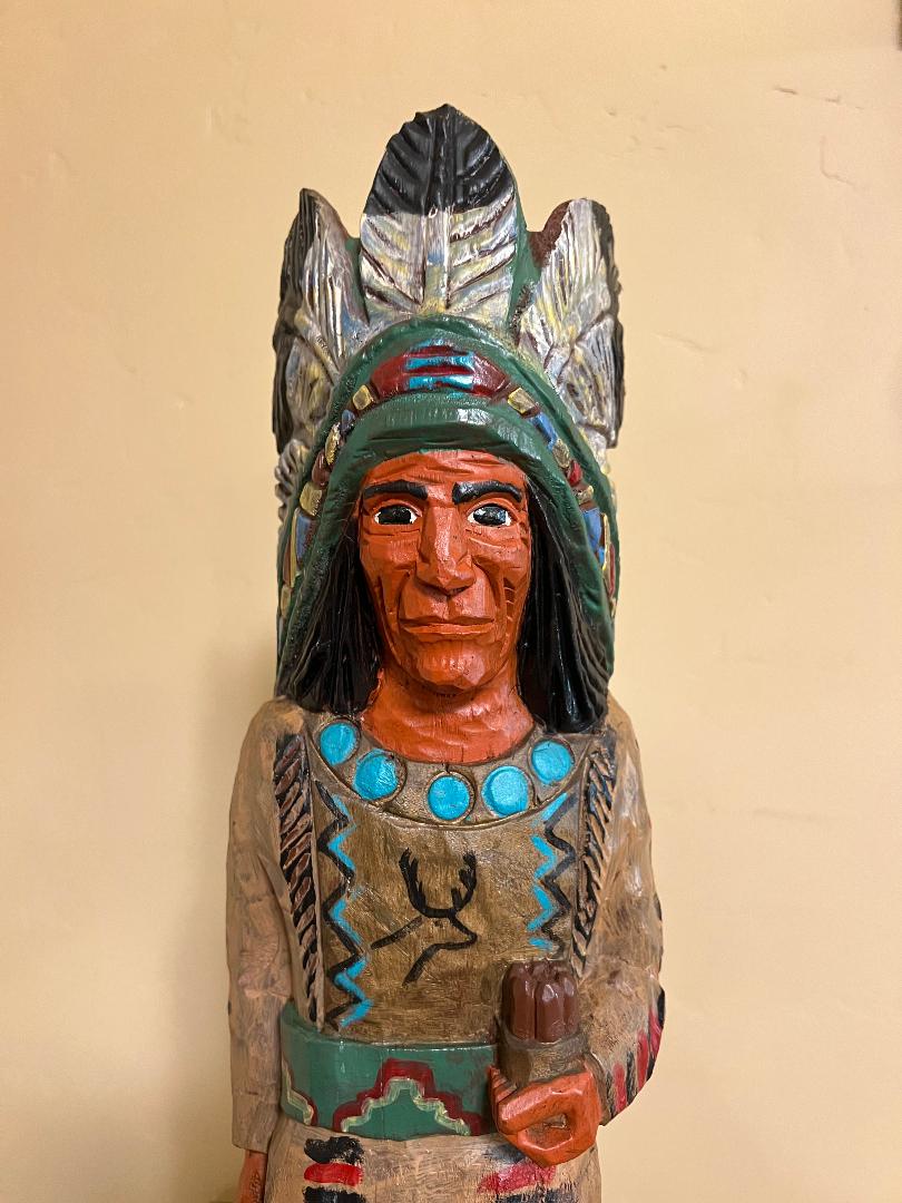 Vintage Ralph Gallagher 30" Cigar Store Indian carved wooden Statue