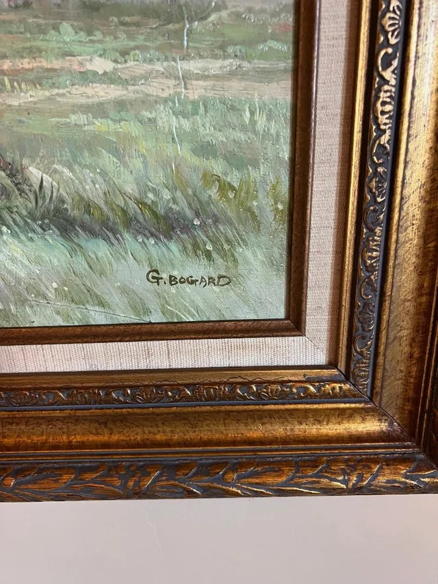 Oil Painting On Canvas by G. BOGARD Native American Warrior