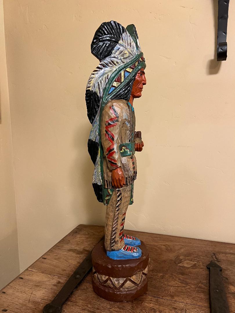 Vintage Ralph Gallagher 30" Cigar Store Indian carved wooden Statue