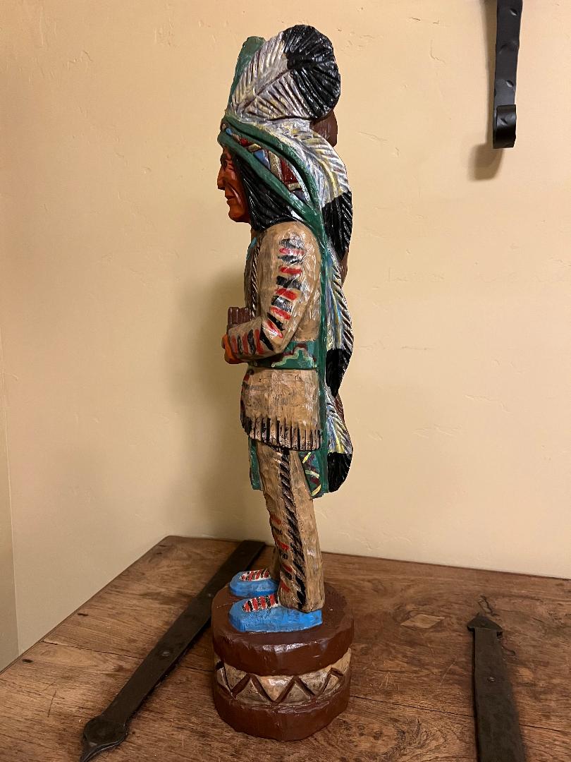Vintage Ralph Gallagher 30" Cigar Store Indian carved wooden Statue