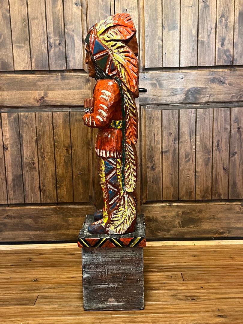 Vintage Ralph Gallagher Rare Red Coat 4 ft Cigar Store Indian Statue