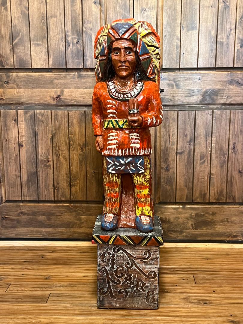Vintage Ralph Gallagher Rare Red Coat 4 ft Cigar Store Indian Statue