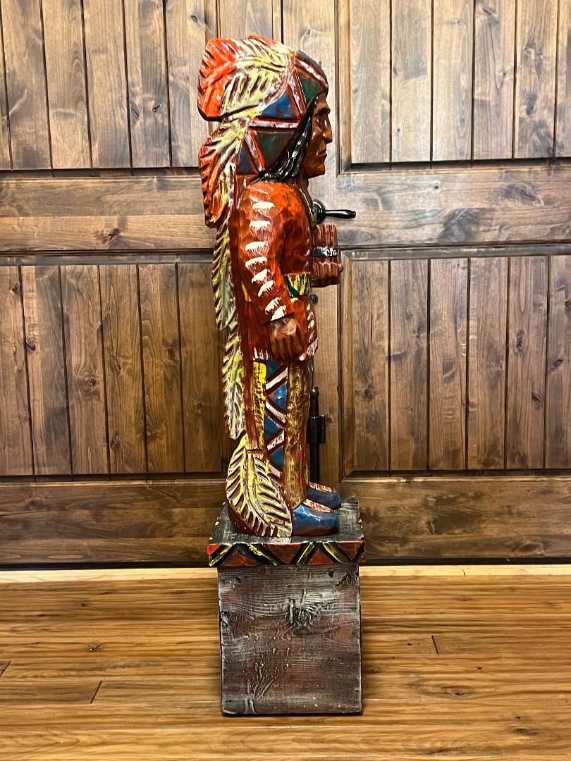 Vintage Ralph Gallagher Rare Red Coat 4 ft Cigar Store Indian Statue
