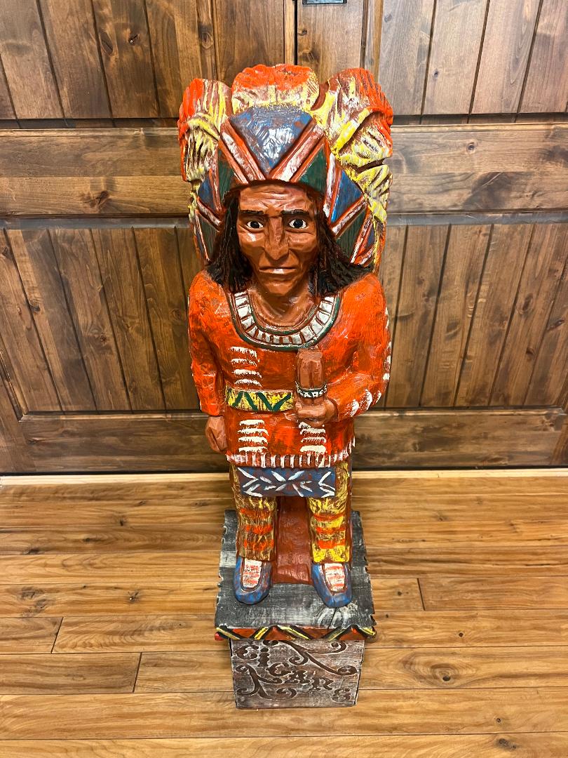 Vintage Ralph Gallagher Rare Red Coat 4 ft Cigar Store Indian Statue