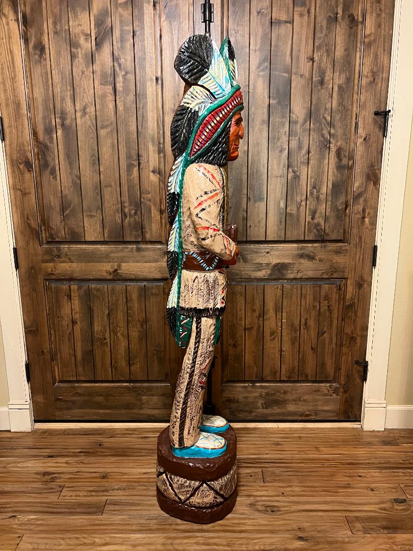 Vintage Frank Gallagher 6 Ft Cigar Store Indian Carved Wooden Statue
