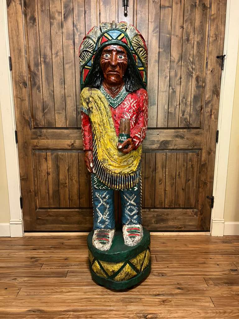 Vintage Ralph Gallagher Massive 6 Ft Cigar Store Indian Carved Wooden Statue