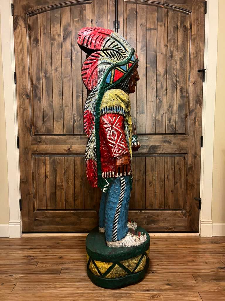 Vintage Ralph Gallagher Massive 6 Ft Cigar Store Indian Carved Wooden Statue