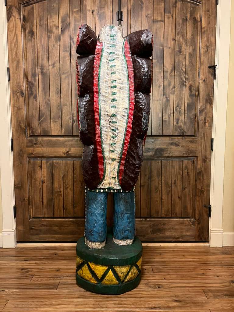 Vintage Ralph Gallagher Massive 6 Ft Cigar Store Indian Carved Wooden Statue