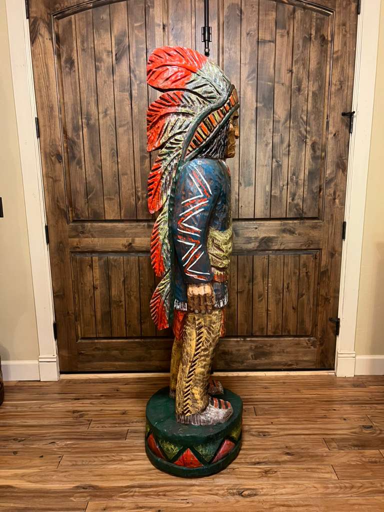 Vintage Ralph Gallagher Massive 6 Ft Cigar Store Indian Carved Wooden Statue