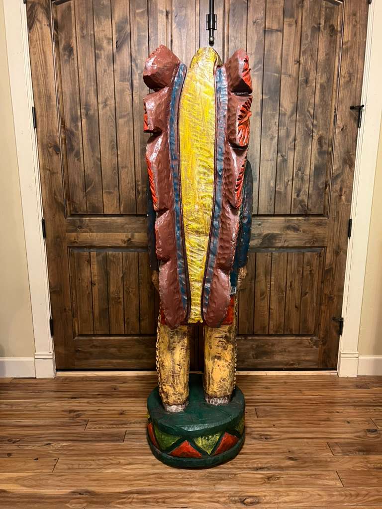 Vintage Ralph Gallagher Massive 6 Ft Cigar Store Indian Carved Wooden Statue