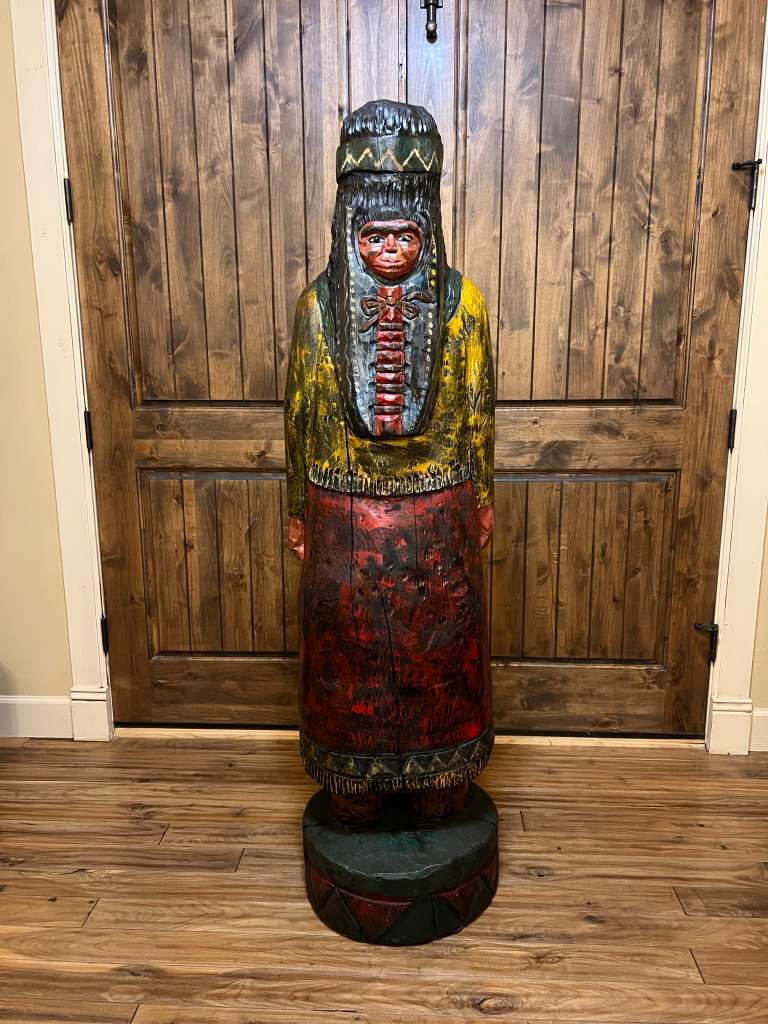Vintage Ralph Gallagher 5’ 6” Tall Maiden with Papoose Wood Carving