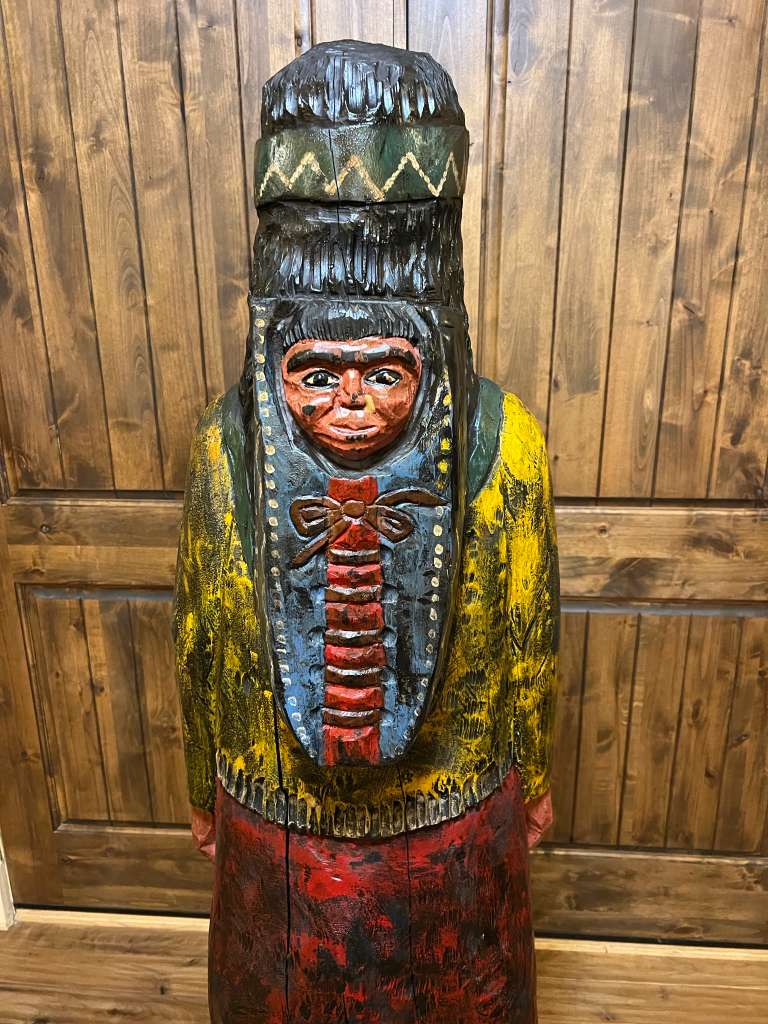 Vintage Ralph Gallagher 5’ 6” Tall Maiden with Papoose Wood Carving