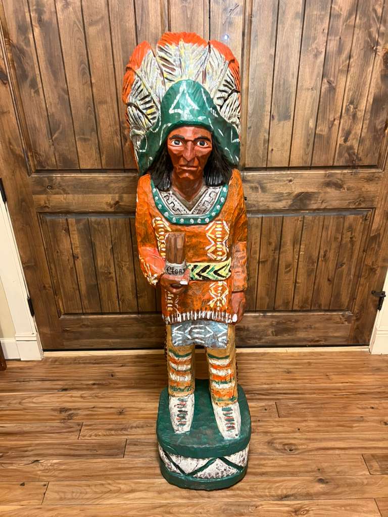 Vintage Ralph Gallagher 62" Cigar Store Indian Carved Wooden Statue