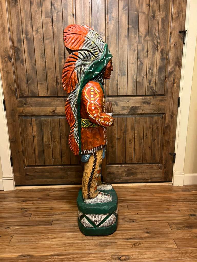 Vintage Ralph Gallagher 62" Cigar Store Indian Carved Wooden Statue