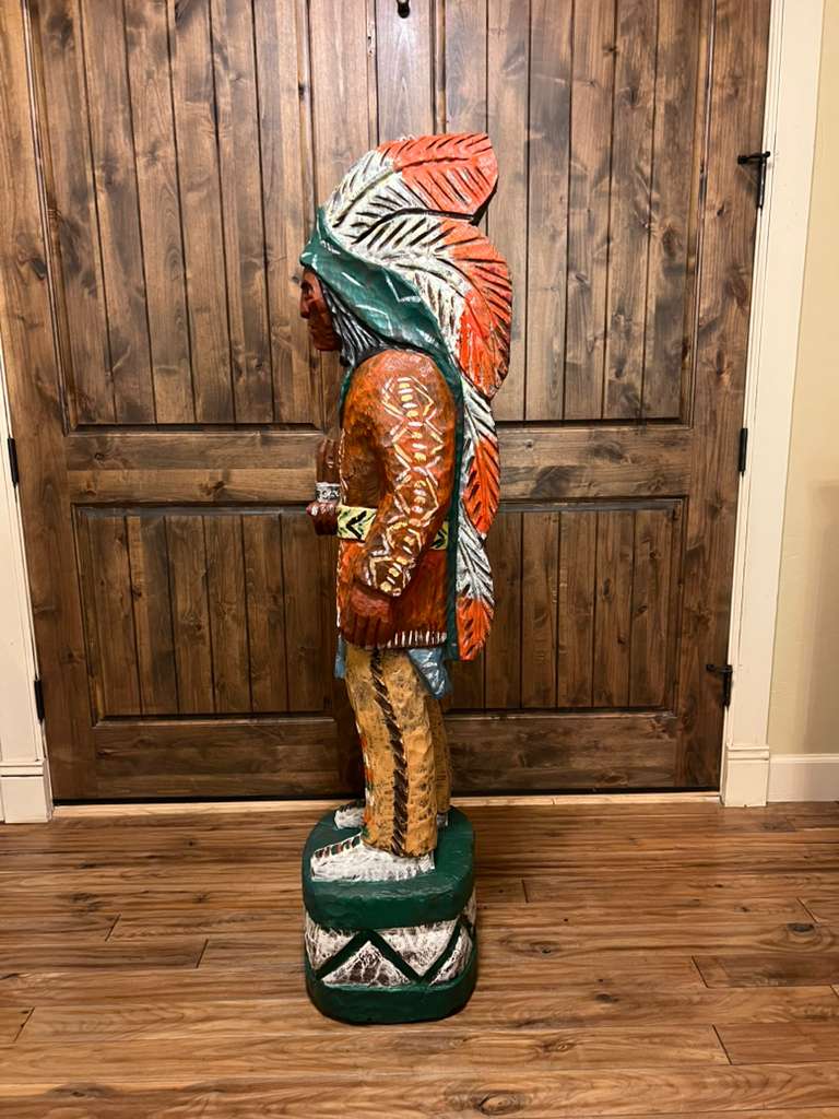 Vintage Ralph Gallagher 62" Cigar Store Indian Carved Wooden Statue
