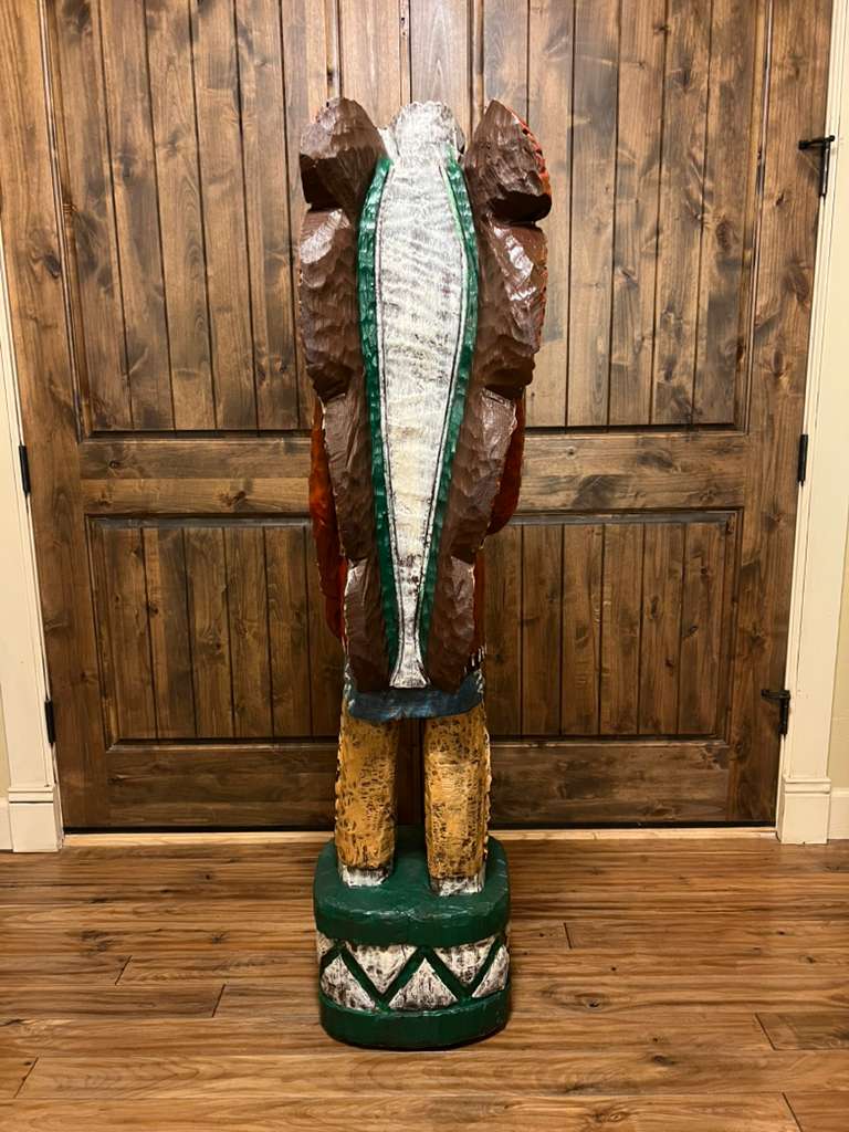 Vintage Ralph Gallagher 62" Cigar Store Indian Carved Wooden Statue