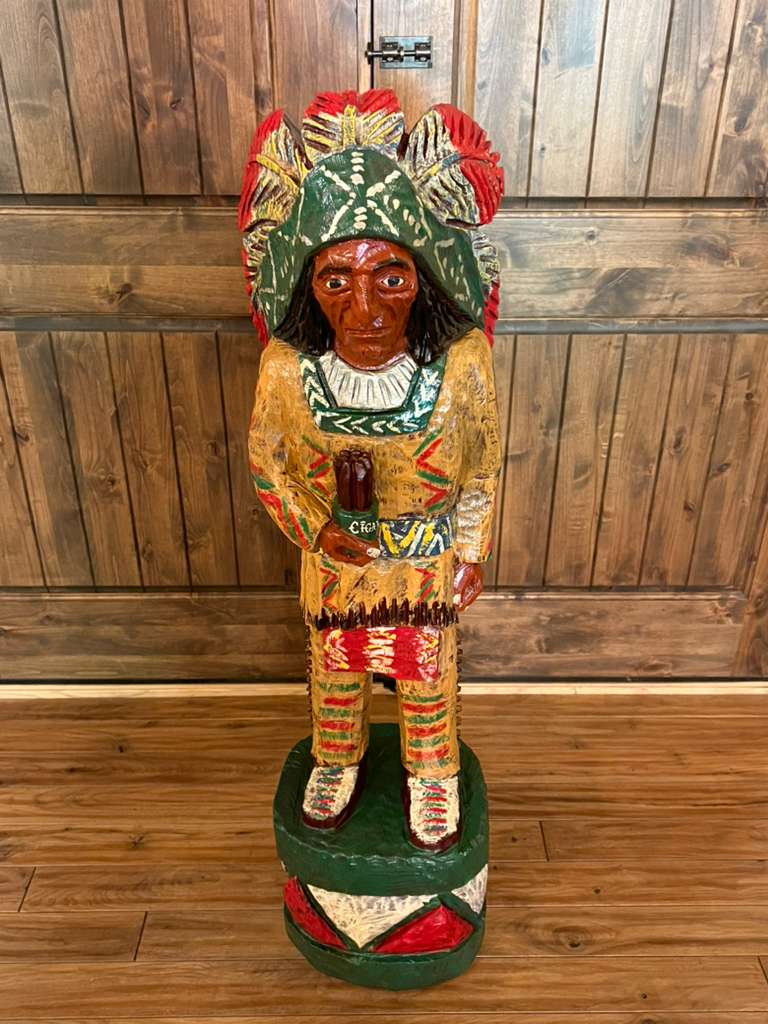 Vintage Ralph Gallagher 50" Cigar Store Indian Carved Wooden Statue