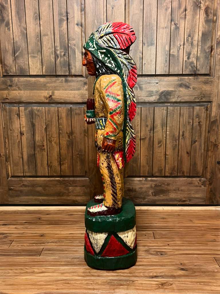 Vintage Ralph Gallagher 50" Cigar Store Indian Carved Wooden Statue