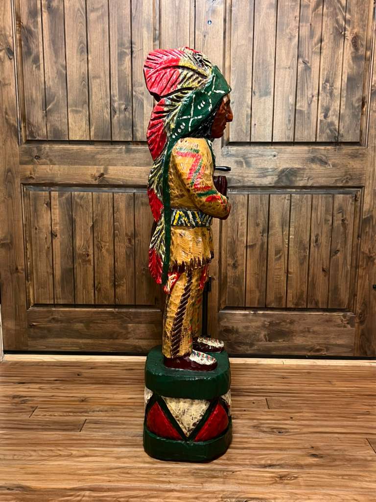 Vintage Ralph Gallagher 50" Cigar Store Indian Carved Wooden Statue