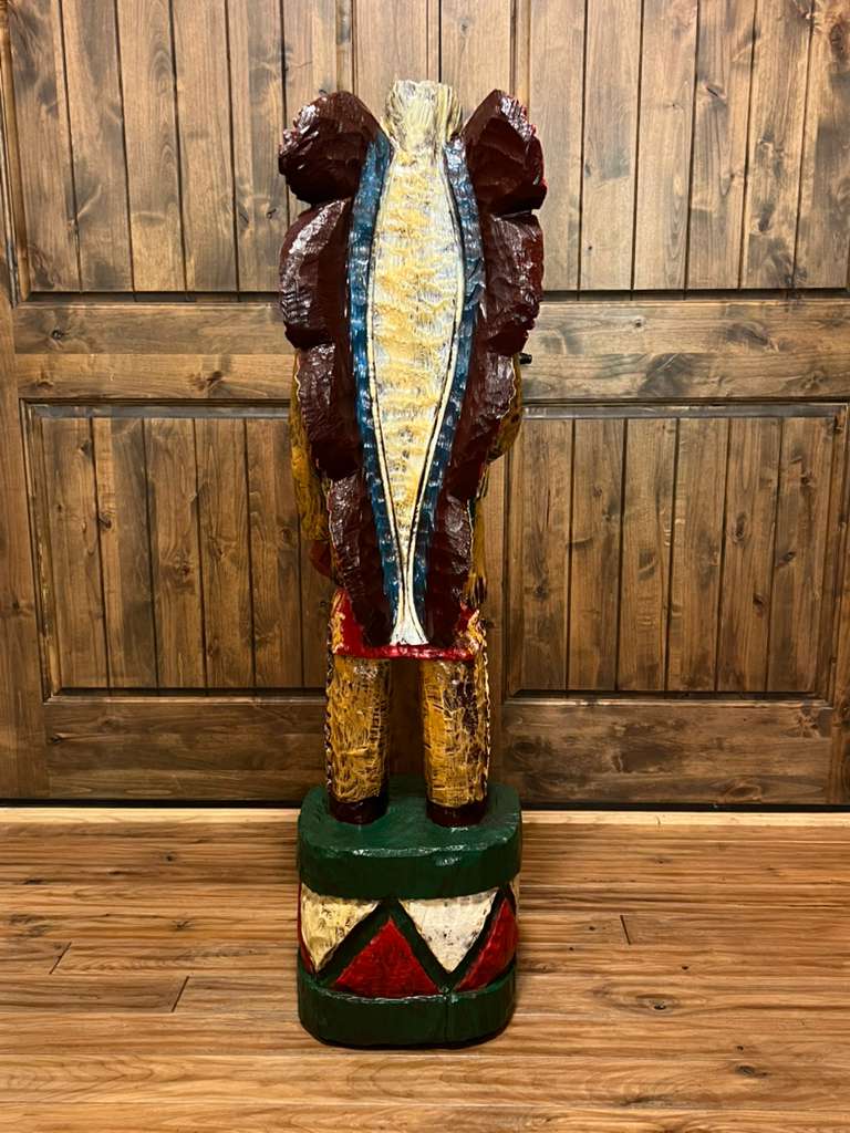 Vintage Ralph Gallagher 50" Cigar Store Indian Carved Wooden Statue