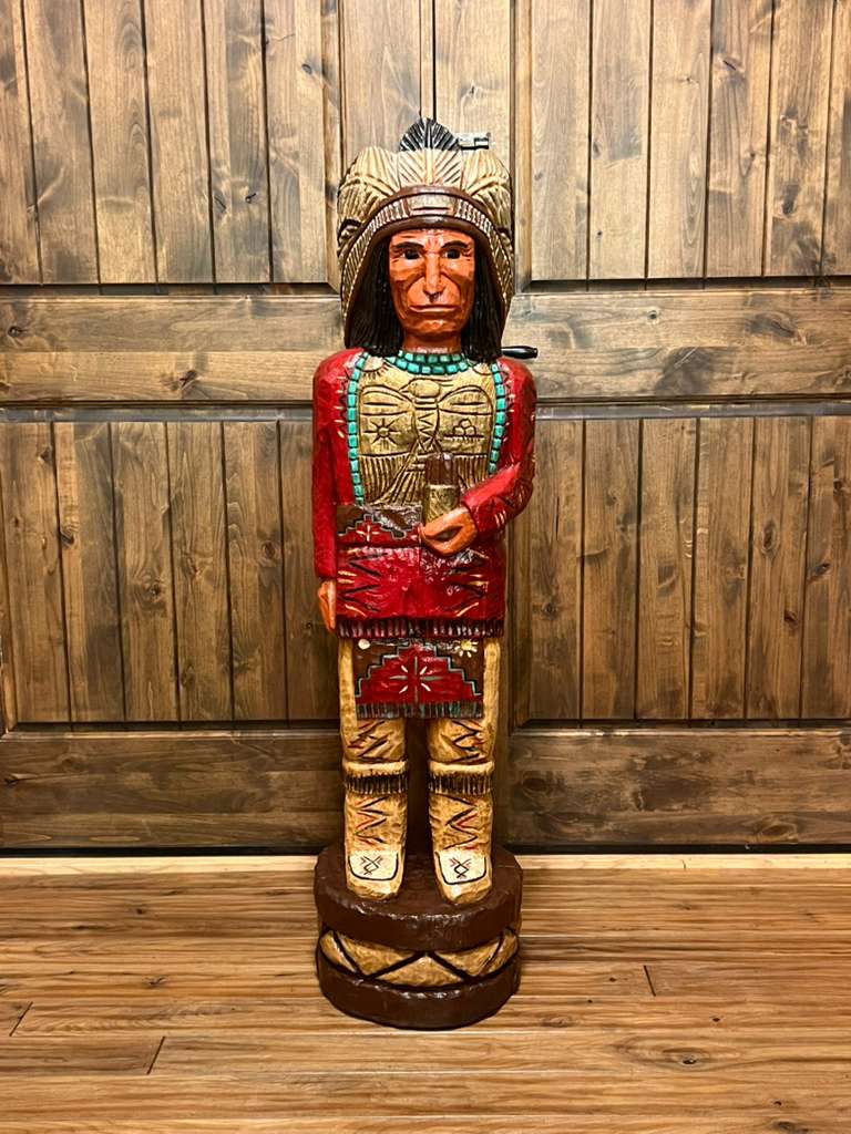 Vintage Frank Gallagher 49" Cigar Store Indian Wood Carving Statue