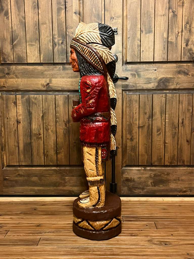 Vintage Frank Gallagher 49" Cigar Store Indian Wood Carving Statue