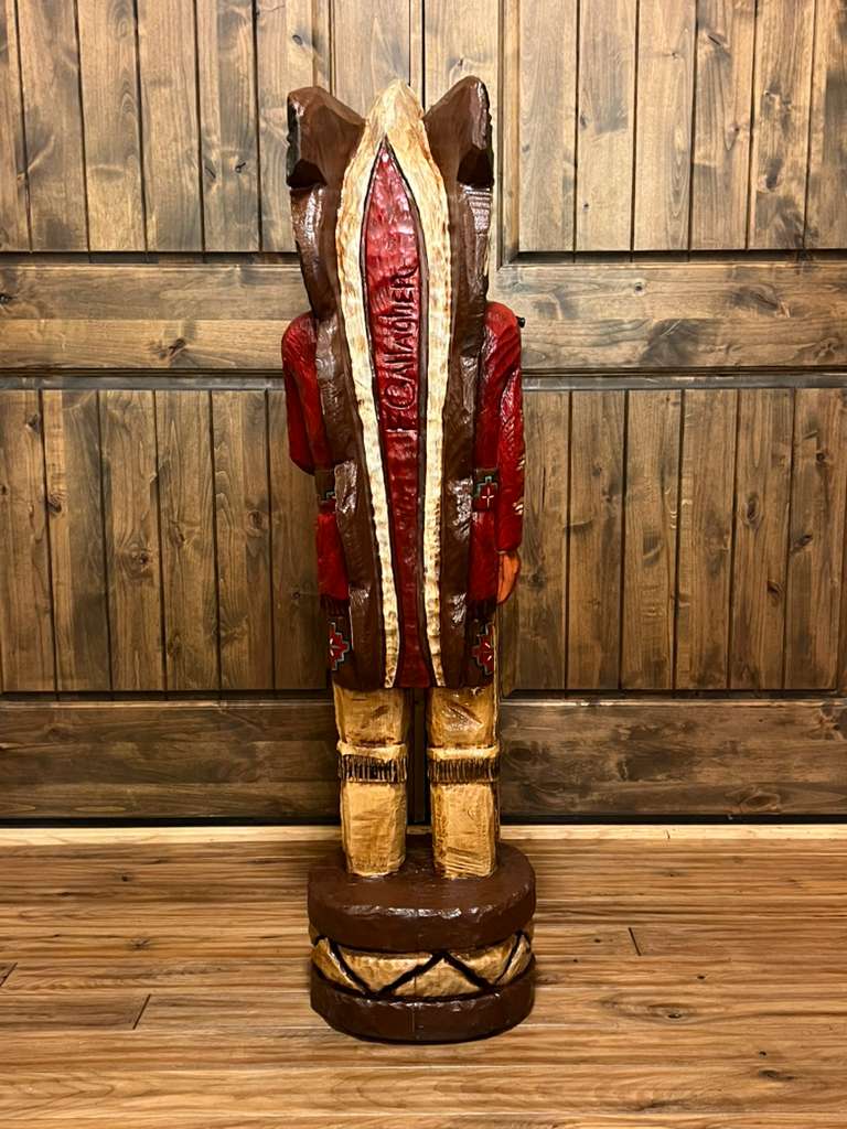 Vintage Frank Gallagher 49" Cigar Store Indian Wood Carving Statue