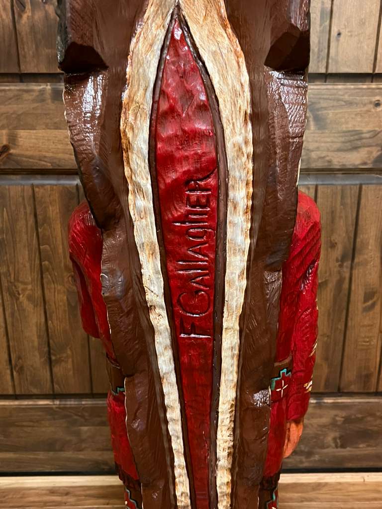 Vintage Frank Gallagher 49" Cigar Store Indian Wood Carving Statue