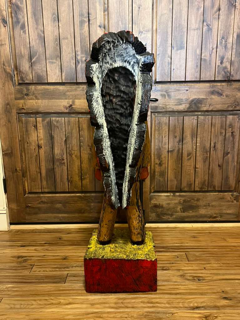 Vintage Pat Brumfield 4 Ft Cigar Store Indian Wood Carving Statue