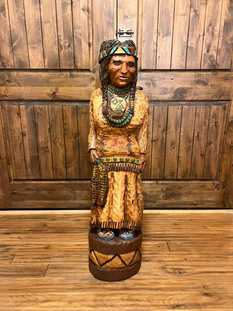 Vintage Ralph Gallagher 44" Corn Maiden Carved Wood Statue
