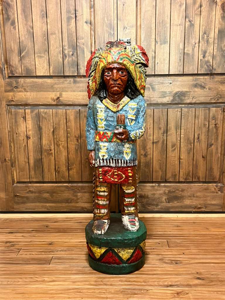 Vintage Ralph Gallagher 4' 1" Ft Cigar Store Indian Wood Carving