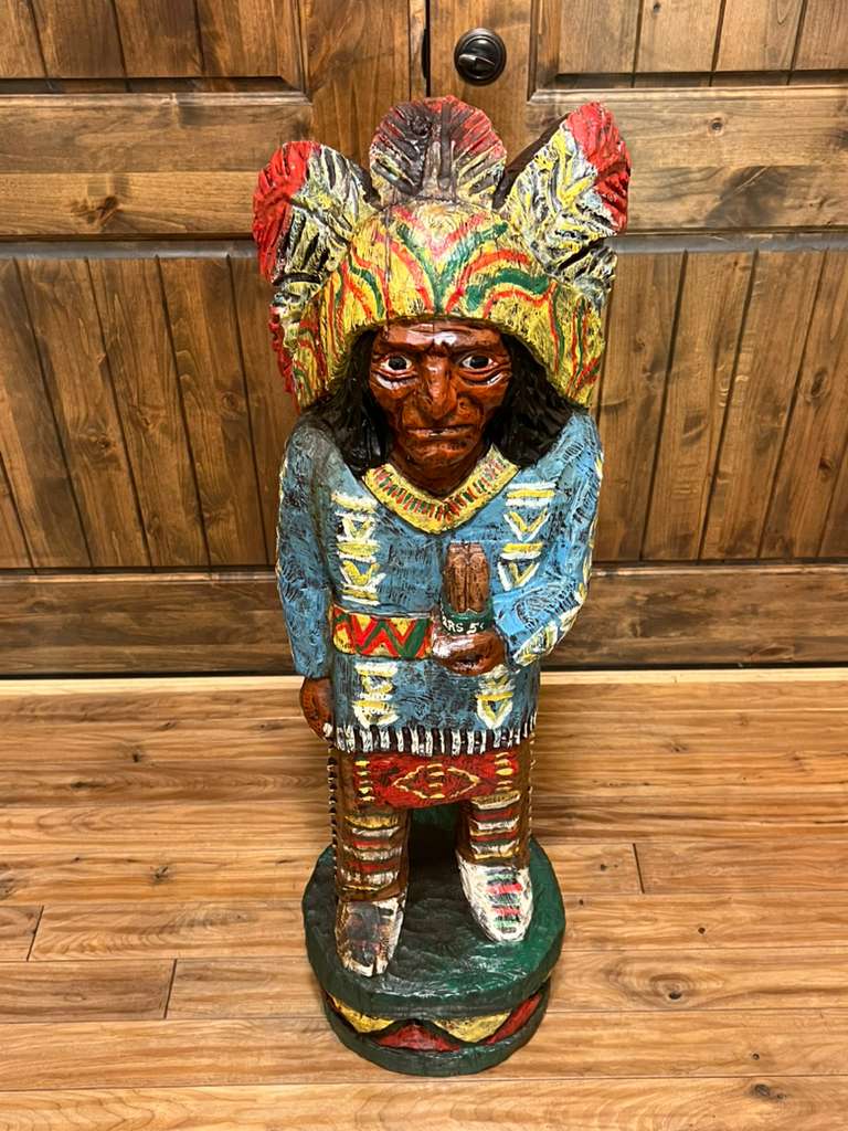 Vintage Ralph Gallagher 4' 1" Ft Cigar Store Indian Wood Carving