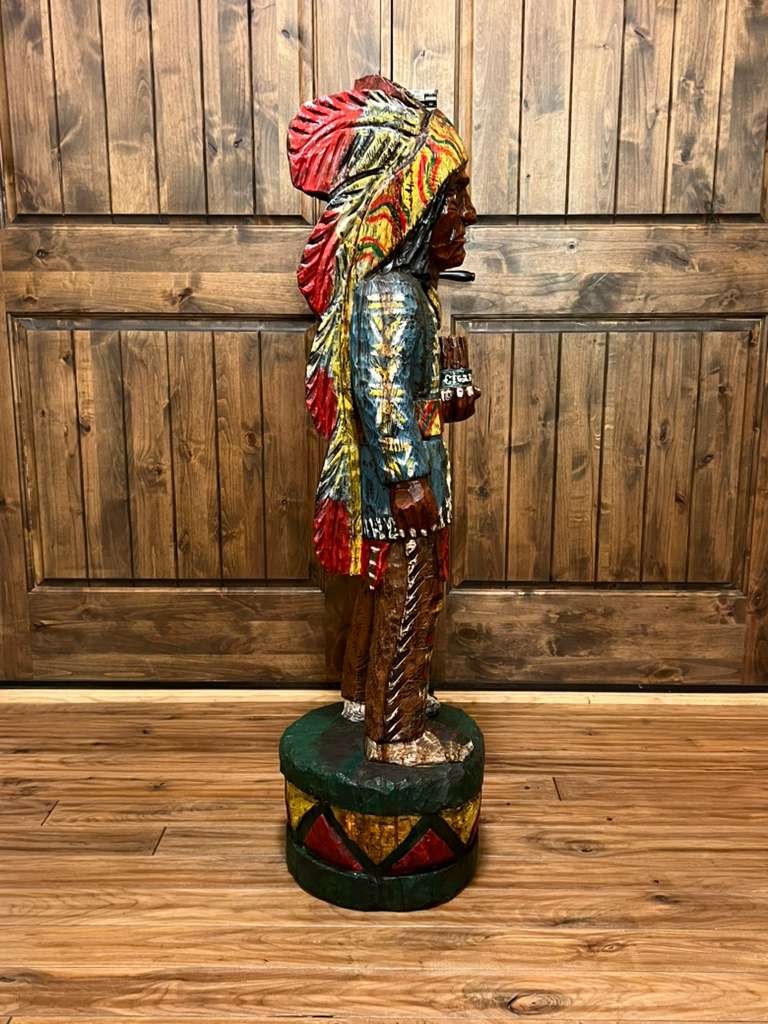 Vintage Ralph Gallagher 4' 1" Ft Cigar Store Indian Wood Carving