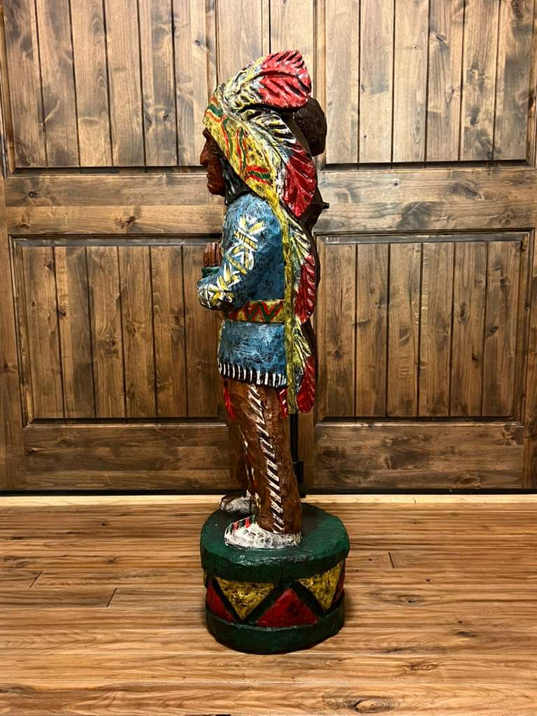 Vintage Ralph Gallagher 4' 1" Ft Cigar Store Indian Wood Carving