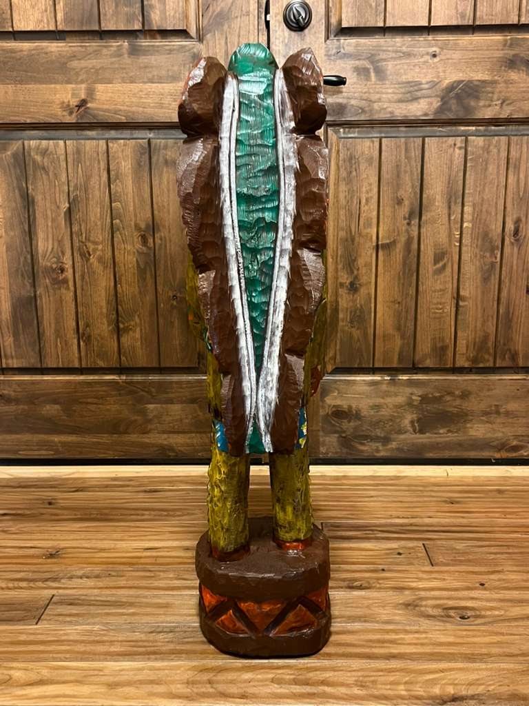 Vintage Ralph Gallagher 3 Ft Cigar Store Indian Carved Wooden Statue