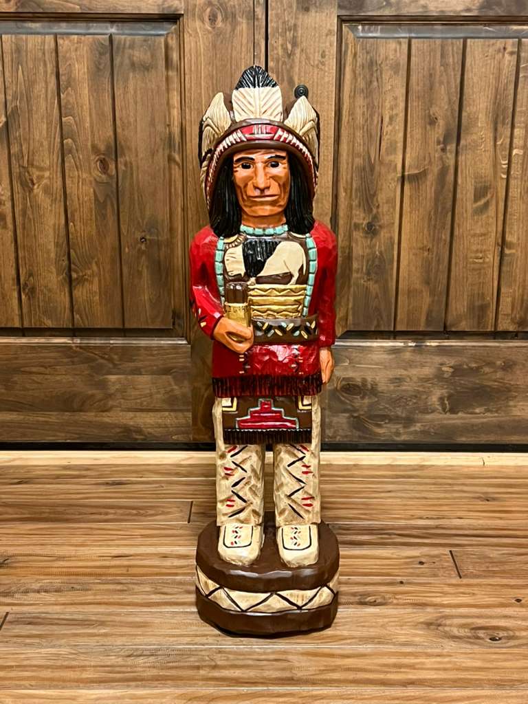 Frank Gallagher 32" Cigar Store Indian Wood Carving Statue