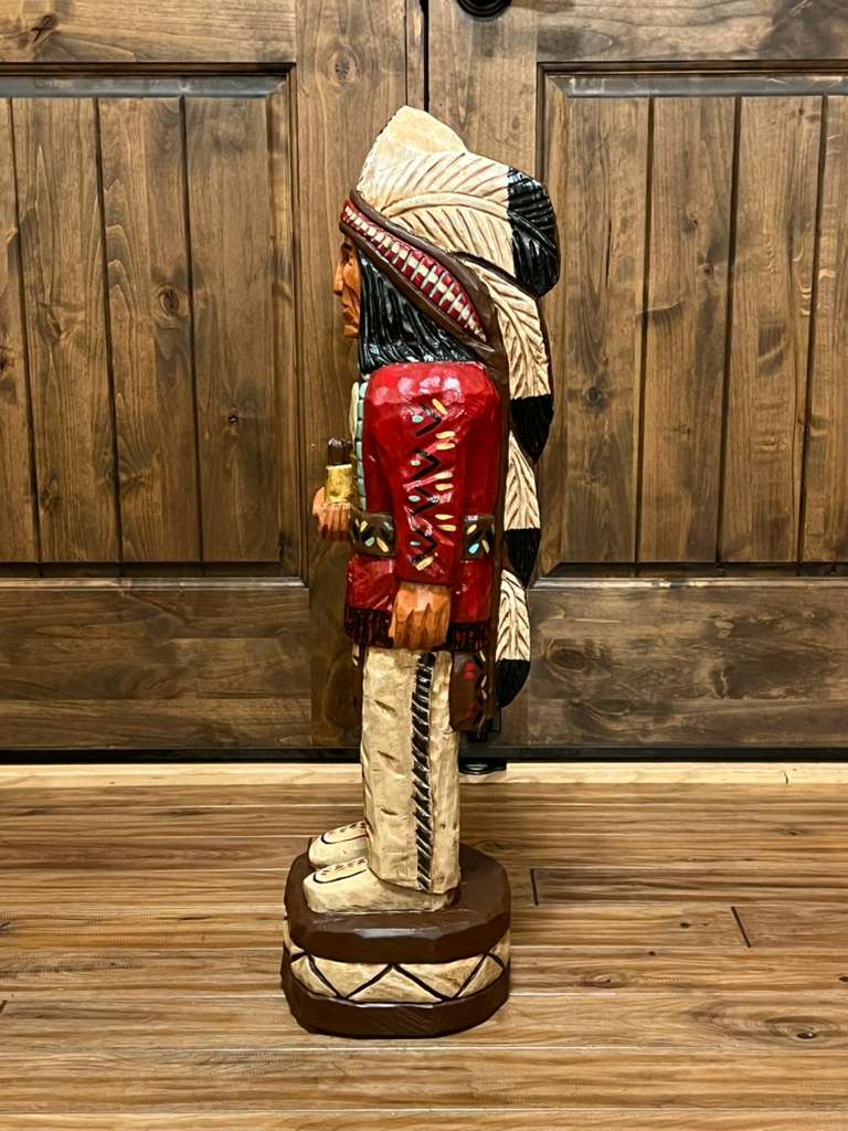 Frank Gallagher 32" Cigar Store Indian Wood Carving Statue
