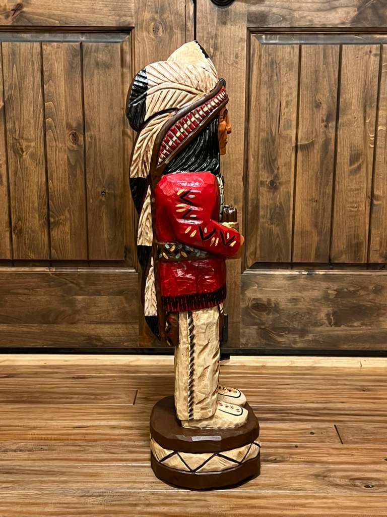 Frank Gallagher 32" Cigar Store Indian Wood Carving Statue