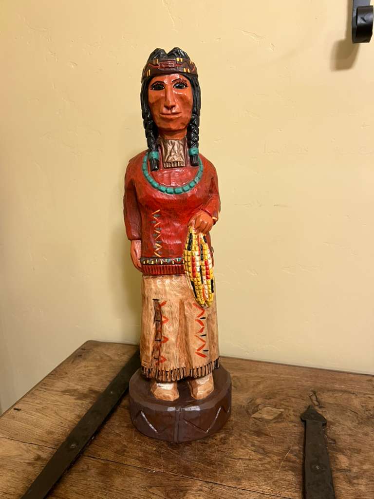 Vintage Frank Gallagher 27" Indian Maiden Carved Wooden Statue