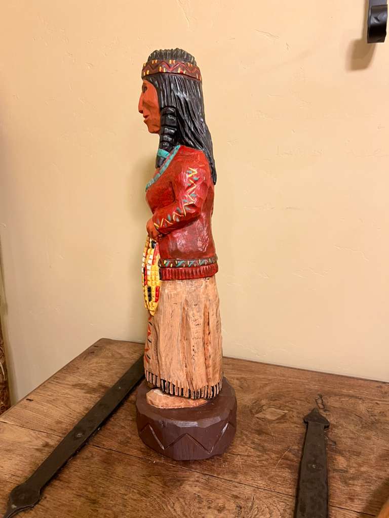 Vintage Frank Gallagher 27" Indian Maiden Carved Wooden Statue