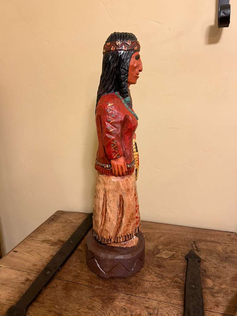 Vintage Frank Gallagher 27" Indian Maiden Carved Wooden Statue
