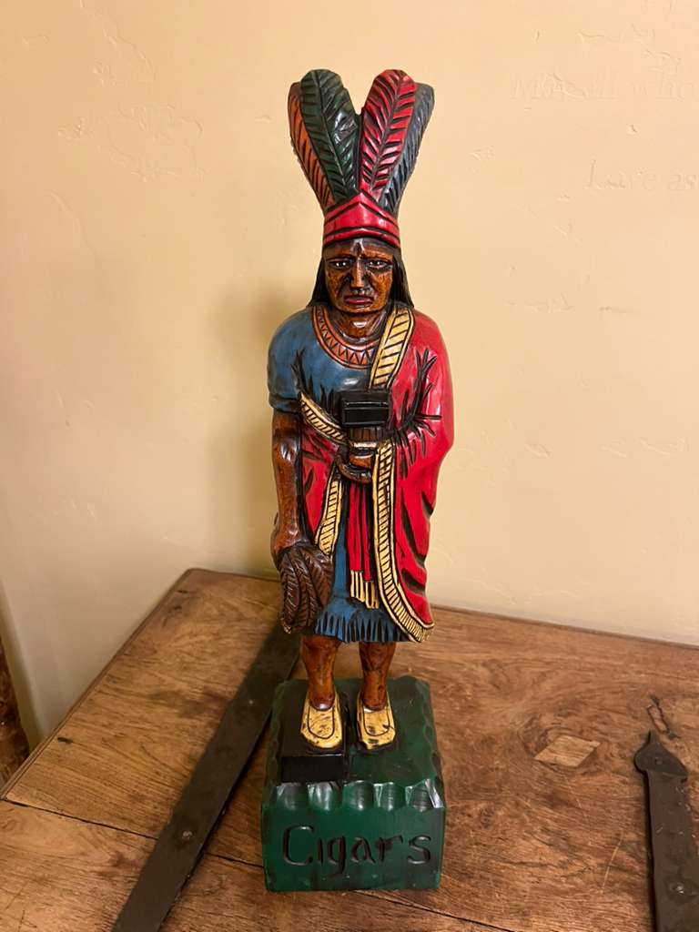 Vintage Ed Boggis 2 Ft Cigar Store Indian Carved Wooden Statue