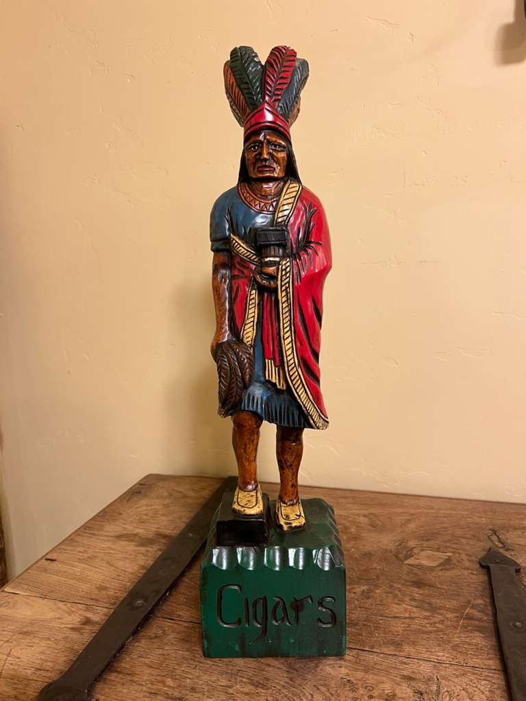 Vintage Ed Boggis 2 Ft Cigar Store Indian Carved Wooden Statue