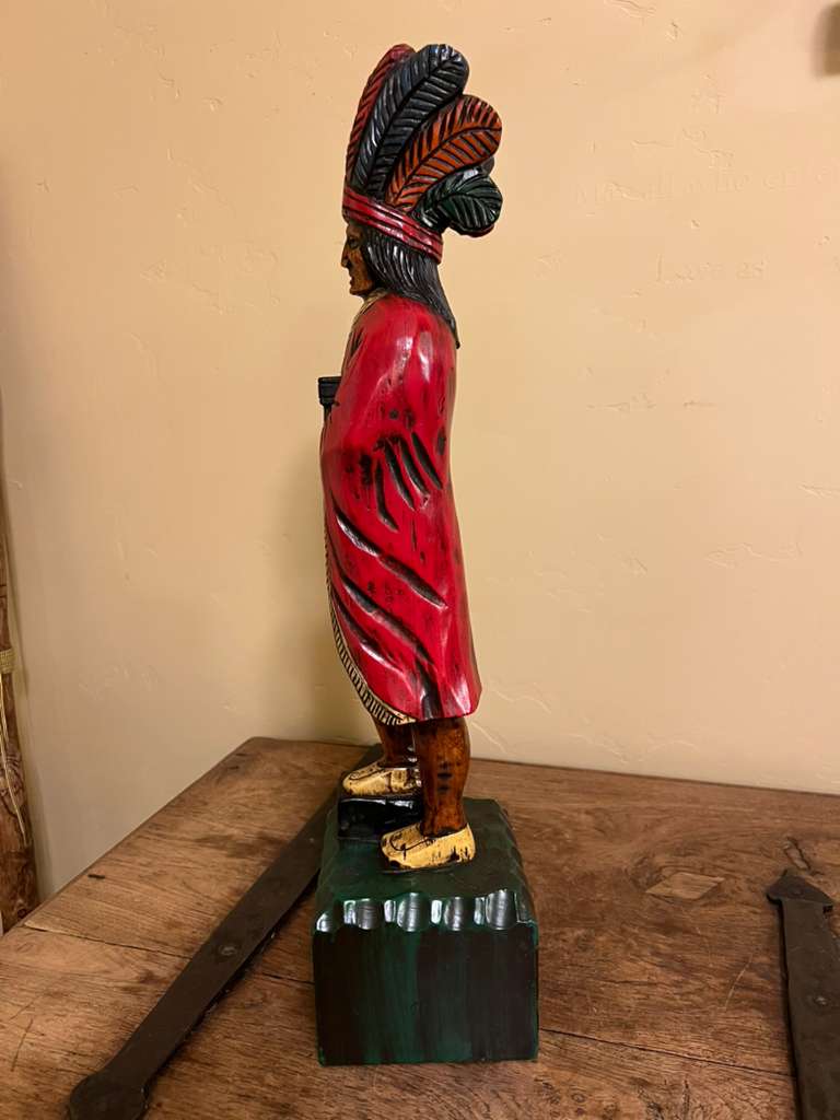 Vintage Ed Boggis 2 Ft Cigar Store Indian Carved Wooden Statue