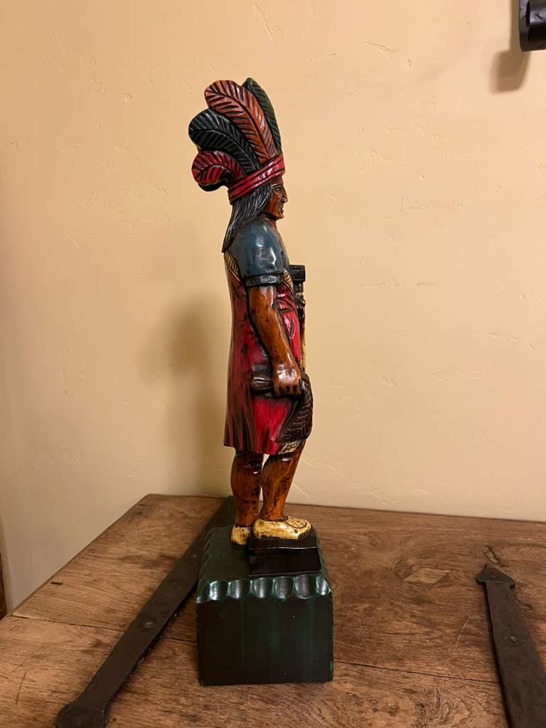 Vintage Ed Boggis 2 Ft Cigar Store Indian Carved Wooden Statue