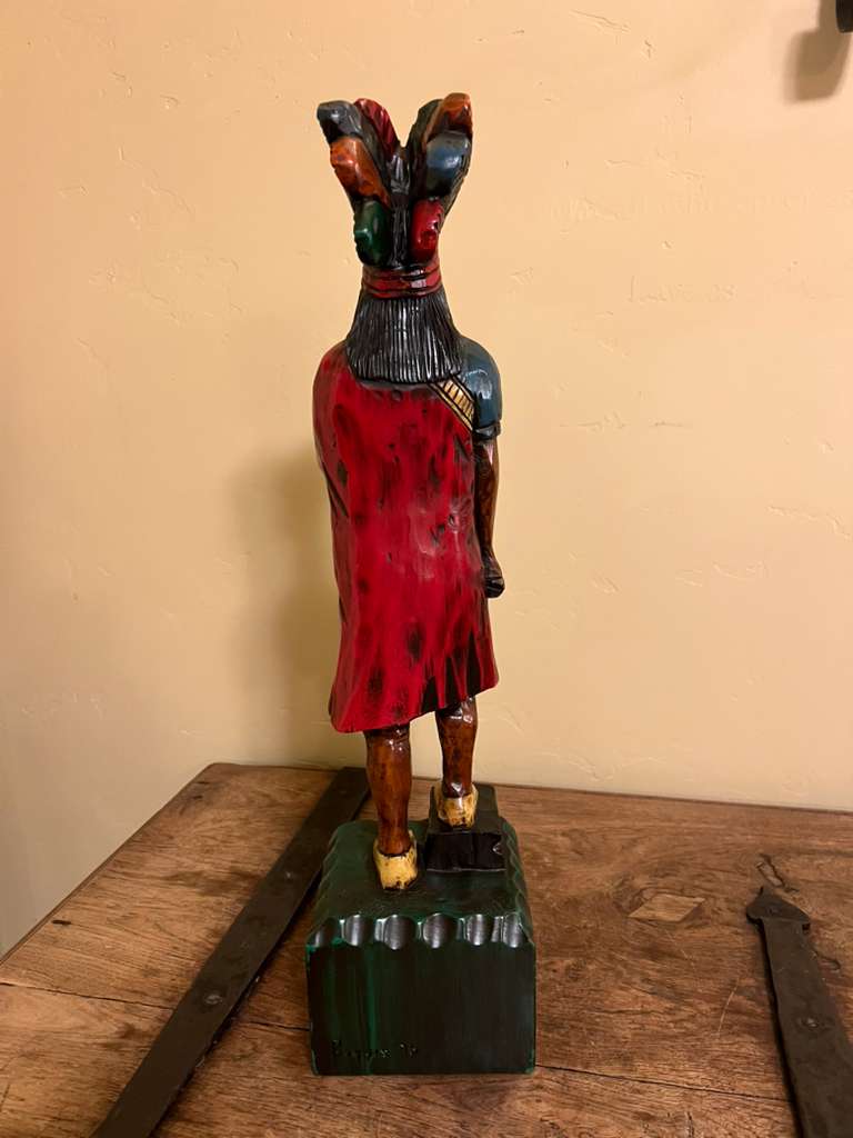 Vintage Ed Boggis 2 Ft Cigar Store Indian Carved Wooden Statue